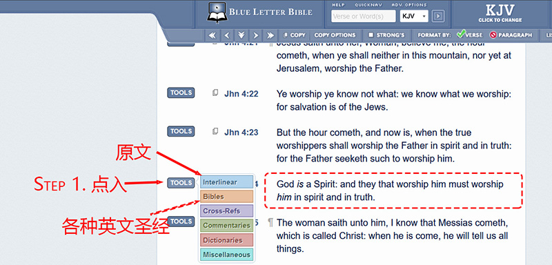 如何使用Blue Letter Bible圣经原文查询